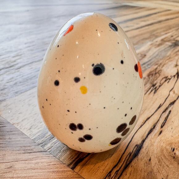 Vintage Ceramic Splatter Paint Speckled Easter Egg Decor, 3” - Picture 2 of 9
